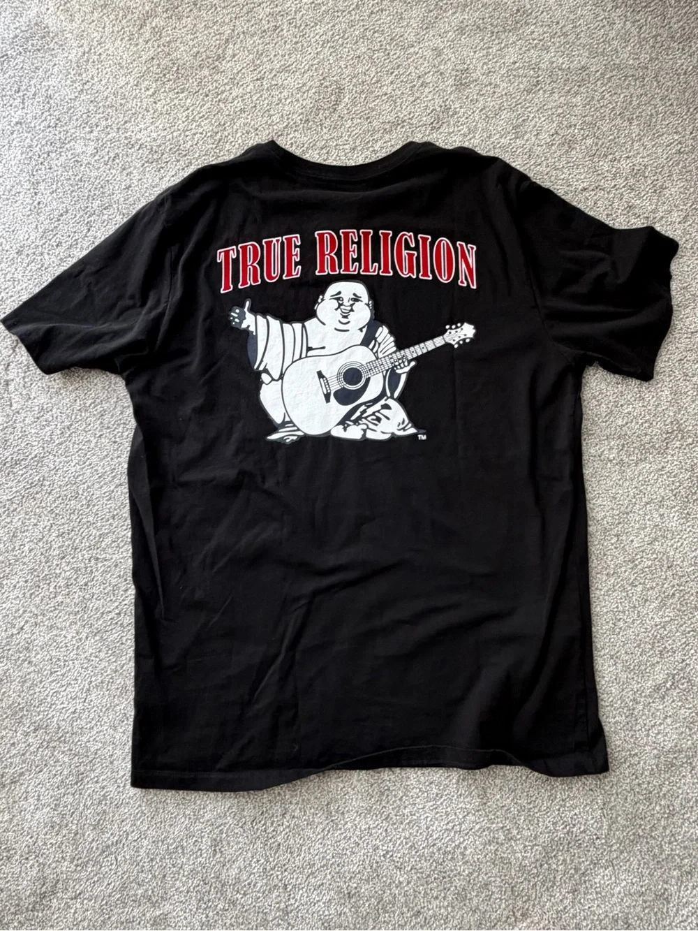 True Religion Men’s Buddha Guitar Graphic T Shirt Black XL Horseshoe